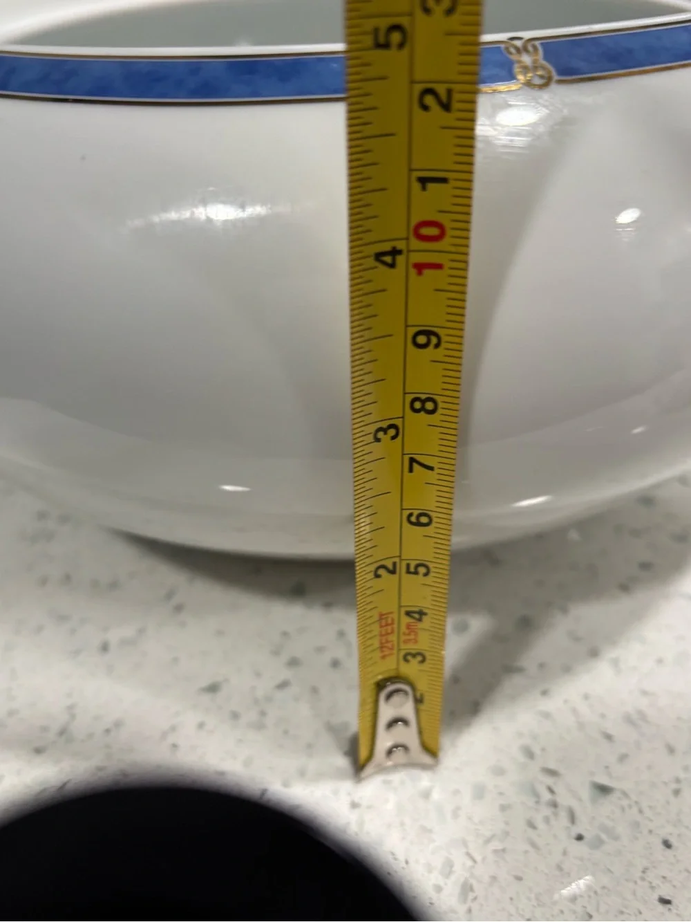 Christofle White Porcelain Covered Soup Tureen with Blue Band